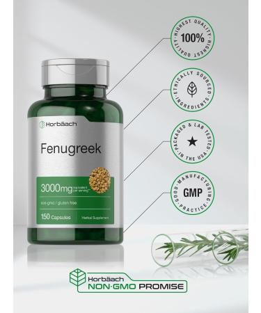 Horb ach Fenugreek Capsules 3000 mg | 150 Count | Non-GMO & Gluten Free Extract | Fenugreek Seeds - Buy Online on GoSupps.com