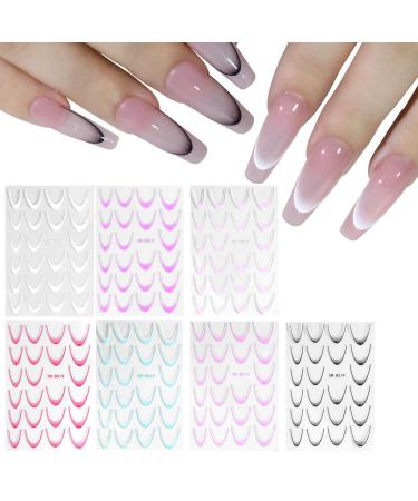 Autocollants ongles pour la manucure 7 feuilles Adh sifs Autocollants de ongles | D calcomanies ongles de style fran ais pour d butants autocollants d'art de ongles faciles utiliser pour les f