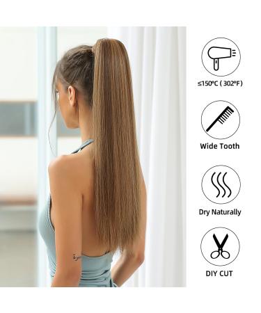 Oefei Ponytail Extension with Brown Highlights - 24 Inch Synthetic Braid with Velcro Fastener for Natural Look - Women s Hair Accessories - Buy Online on GoSupps.com