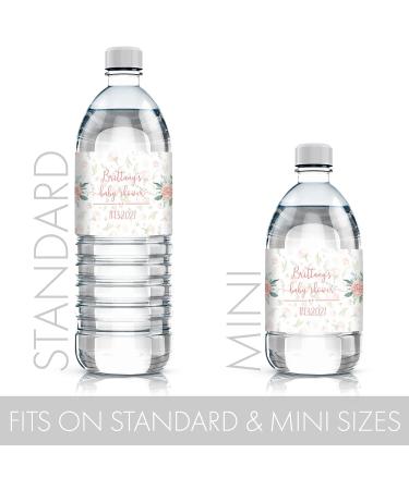 Personalized Pink Floral Baby Shower Water Bottle Labels - 24 Stickers - Buy Online on GoSupps.com