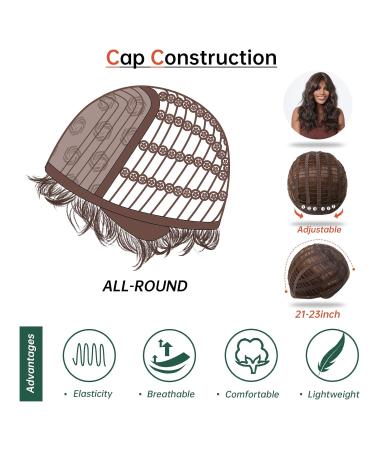 Buy Testar Long Dark Brown Wigs for Women | Curly Wigs with Air Bangs & Water Waves | Heat-Resistant Synthetic Hair for Daily & Party Use - Buy Online on GoSupps.com