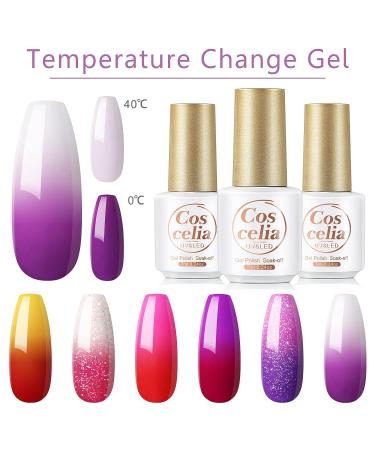 COSCELIA Color Changing Gel Nail Polish Set - 6 Spring Colors, Glitter & Mood Changing, Soak Off, Manicure Gifts for Women - Buy Online on GoSupps.com