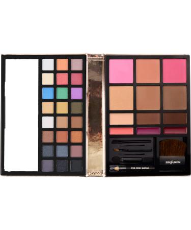 Profusion Cosmetics - Face - Professional Eyeshadow Lip Gloss Blush Highlighter Bronzer Eyebrow Wax Powder Eyeliner Pencil Brushes Included Makeup Set
