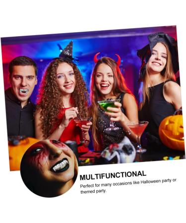 Amosfun 2pcs Werewolf Teeth Halloween Decor Accessories Halloween Party Supplies Teeth Grill Set Artificial Teeth Fake Upper Teeth Silver Plated Teeth Men and Women Silver Prom Supplies - Buy Online on GoSupps.com