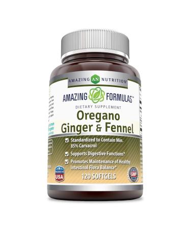 Amazing Formulas Oregano (Origanum) Oil Ginger Fennel - 120 Softgels (Non-GMO Gluten Free) - Standardized to Contain Minimum 85% Carvacrol - Supports Digestive Function. - Buy Online on GoSupps.com