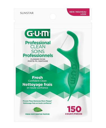 GUM-889DD Professional Clean Flossers - Extra Strong Flosser Pick, Fresh Mint (150 count) - Buy Online on GoSupps.com