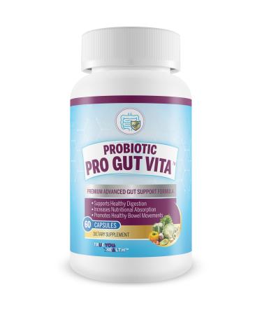 Probiotic Pro Gut Vita - Gut Health Support Probiotic & Vitamin Formula - Promote Healthy Digestion Nutrient Absorption Bowel Movements - Help Improve Gut Microbiome for Additional Health Benefits