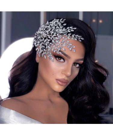 HONGMEI Bridal Rhinestone Headpiece for Wedding Crystal Hair Pieces Leaf Bride Side Headpieces Wedding Hair Accessories for Women