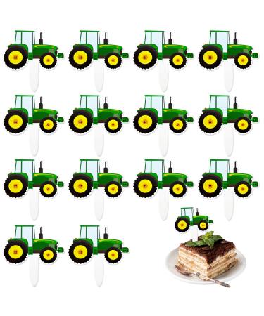 56 PCS Green Tractor Cupcake Toppers Truck Cars Cupcake Picks Farm Tractor Truck Car Cupcake Picks Construction Cupcake Toppers Farm Themed Parties Tractor Time Party Supplies
