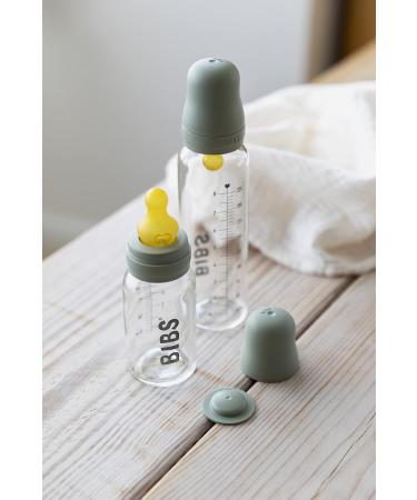 Bibs Baby Glass Bottle 110ml - Colic Reducing Natural Rubber Sucker Supports Breastfeeding - Made in Denmark | Complete Set - Buy Online on GoSupps.com