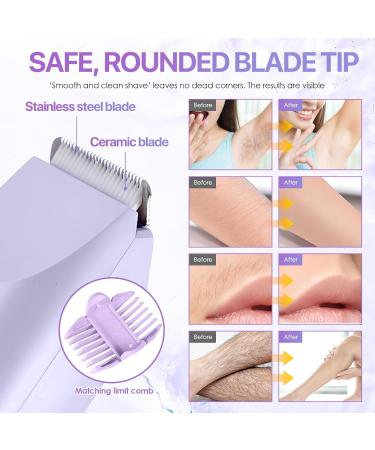 2in1 Electric Intimate Shaver for Women Bikini Trimmer Waterproof Wet and Dry Shaver for Body and Face Purple Lilac - Buy Online on GoSupps.com