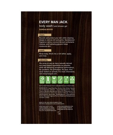 Every Man Jack Men's Body Wash Twin Pack - Sandalwood | 16.9oz x 2 Bottles | Parabens-Free, Dye-Free, Cruelty-Free - Buy Online on GoSupps.com