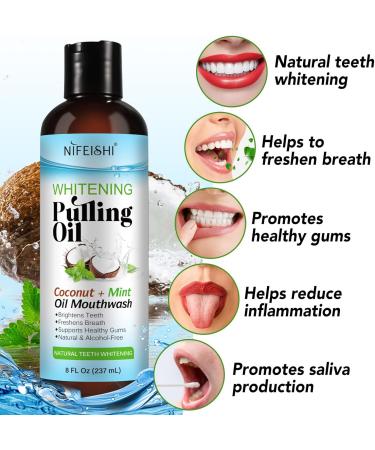 Coconut Oil Pulling Mouthwash | All-Natural Teeth Whitening & Gum Health | Refreshing Coconut Mint Flavor | Alcohol-Free Includes Tongue Scraper (8 Fl Oz - Buy Online on GoSupps.com