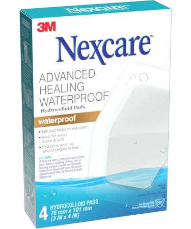 Nexcare Advanced Healing Hydrocolloid Pad AHD-04-CA Waterproof 3 in x 4 in (76 mm x 101 mm) 4/Pack - Buy Online on GoSupps.com