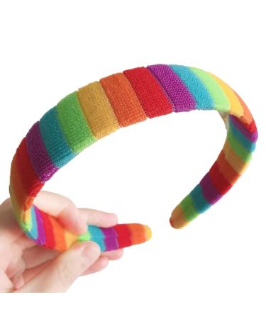 LYWYOUDDKH Women s Autumn Plush Headband - Rainbow Striped Elastic Hairband for Styling | International Shipping Available - Buy Online on GoSupps.com