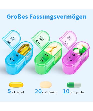 7-Day Tablet Organizer Box - Portable Pill Dose Case with 14 Compartments - Ideal for Medications on the Go - Blue - Buy Online on GoSupps.com