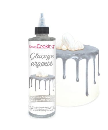 Scrapcooking - Drip Cake Glasur Silver 140g - cake glaze quick -drying - decoration for cakes cakes cookies cake pop dripcake cookies donut - metallic effect glitter - 4712