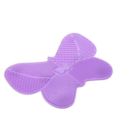 Mikinona 1pc Silicone Scrub Pad Cleaning Tools Hair Brush Cleaning Tool Beauty Tool Cleaning Mat Makeup Brush Scrubber Makeup Tools Portable Brush Make up Silica Gel Cleaner Purple Cosmetic 23X17cm Purple