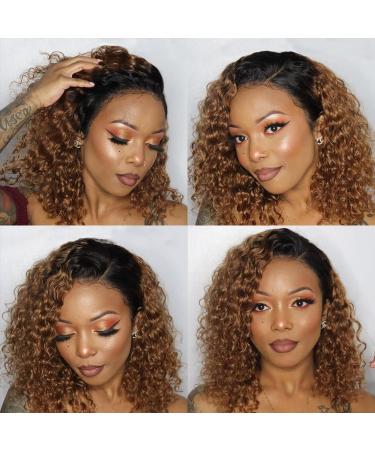 Ombre Brown Curly Human Hair Bundles 8 Inch, 12A Brazilian Virgin Kinky Curly Weave Bundles, Pack of 4 for Women - Buy Online on GoSupps.com