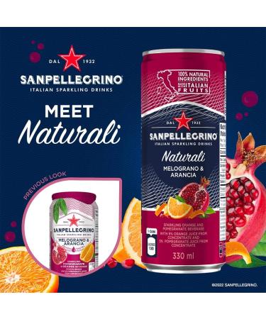 San Pellegrino Naturali Italian Sparkling Drink Melograno & Arancia Orange and Pomegranate 330 mL Can 24 Cans Total Aranciata Melograno Sparkling Drink - Buy Online on GoSupps.com