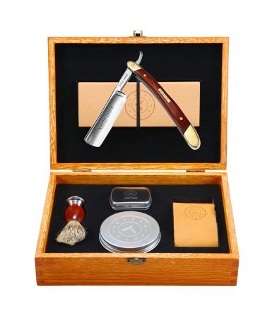 Amazing Naked Armor Straight Razor Kit - Shave-Ready Japanese Steel Blade Complete Straight Razor Shaving Kit for Men Straight Razor Beginner Kit Straight Edge Razor Kit Mens Shaving Kit Gift Set Brown