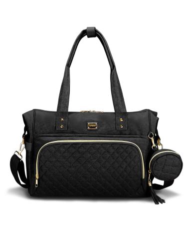 Diaper Bag Tote, Large Baby Diaper Bag Travel Diaper Tote with Changing Pad and Pacifier Bag 6black