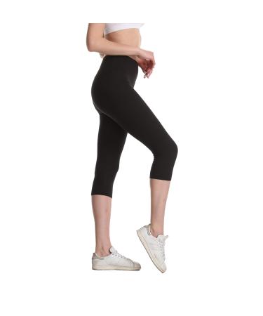 BOPOVA High Waisted Capri Leggings for Women- Soft Opaque Slim Tummy Control Yoga Pants for Workout Running Black 1pcs One Size