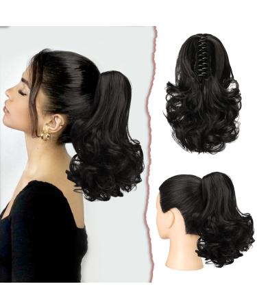 Sofeiyan ponytail extension 28cm Klaue clip in ponytail hair extensions briefly curly corrugated ponytail extensions synthetic hair part for women darkest brown tends to black - Buy Online on GoSupps.com