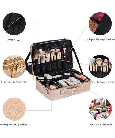 VASKER Extra Large Makeup Bag - 3 Layers Professional Travel Cosmetic Bag - Waterproof Storage for Makeup Tools & Toiletries - Rose Gold XL - Ideal Mothers Day Gift - Buy Online on GoSupps.com