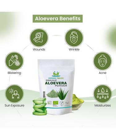 Organic Aloe Vera Powder - Premium Quality for Face, Hair, Smoothies & Baking - 100g - Buy Online on GoSupps.com
