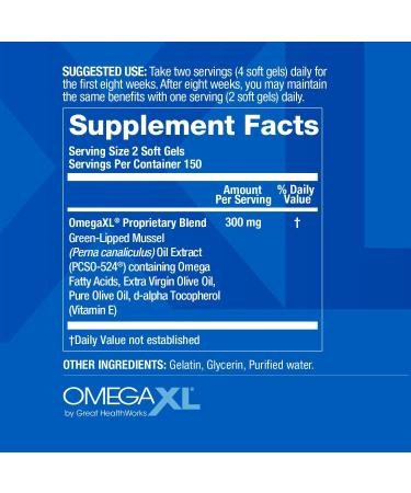 OmegaXL Joint Support Supplement - Natural Muscle Support Green Lipped Mussel Oil Soft Gel Pills Drug-Free 300 Count 300 Count (Pack of 1) - Buy Online on GoSupps.com