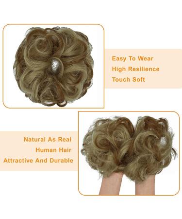 Curly Messy Bun Hair Piece Scrunchie Extension | Ash Blonde Mix Ginger | Updo Hairpiece for Women | Synthetic Chignon Ponytail Accessory - Buy Online on GoSupps.com