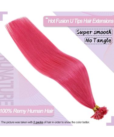 Runature Pink Hair Extensions - Real Remy U-Tip Bonding | 35cm 14 Inch 20g - Hot Pink Hair Extensions - Buy Online on GoSupps.com