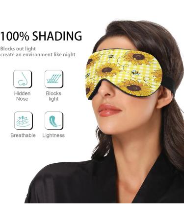 WELLDAY Yellow Checked Sunflowers Sleep Mask - Adjustable for Men and Women - Buy Online on GoSupps.com