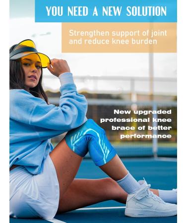 VAIIO Knee Braces for Pain Relief | Quadruple Spring Support & Compression Sleeve | Ideal for Meniscus Tear ACL Arthritis - Blue L - Buy Online on GoSupps.com