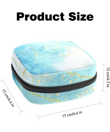 Blue-Green Gold Liquid Marble Sanitary Napkin Storage Bag | Portable Period & Menstrual Cup Holder for Women & Teen Girls - Buy Online on GoSupps.com