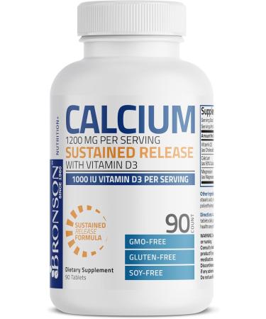 Bronson Calcium 1200 MG Per Serving Sustained Release with Vitamin D3 1000 IU Vitamin D3 Per Serving Non-GMO, 90 Tablets 90 Count (Pack of 1) - Buy Online on GoSupps.com