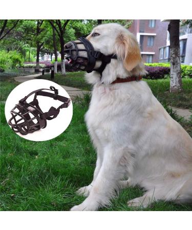 Jyhy Silicon rubber basket muzzle for dogs anti-chewing bite barking soft adjustable breathable safety mask for small medium-sized dog mouth cover black 6 6#(38-43cm) black