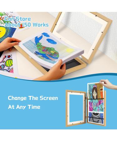 Buy Cezlstesy A4 Childrens Picture Frames - 2-Piece Hinged Wooden Art Display for 150 Drawings - Buy Online on GoSupps.com