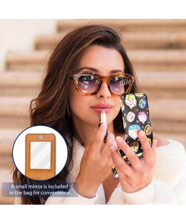 Buy Cartoon Cupcake Leather Lipstick Case Organizer with Mirror - Mini Lip Gloss Holder for International Shipping - Buy Online on GoSupps.com