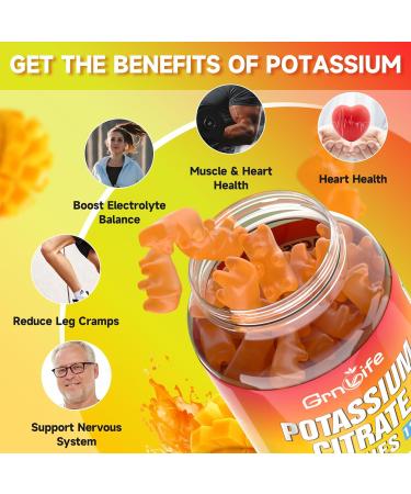2 Pack Potassium Citrate Gummies High Potassium Supplement Gummies 1200mg for Adults & Kids Support Leg Cramps & Muscle Health Vegan Mango Flavor 120 Count 120 Count (Pack of 1) - Buy Online on GoSupps.com