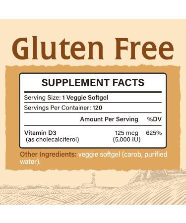 Elixeed Vitamin D3 5000 IU High Potency 120 Veggie Softgels | Bone, Mood & Immune Support | Made in USA | Gluten & Soy Free - Buy Online on GoSupps.com