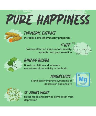 VeraWella Pure Happiness Mood Boost Capsules - All-Natural Stress Support with St. Johns Wort, 5HTP, Turmeric & Ginkgo Biloba - 60 Capsules - Buy Online on GoSupps.com