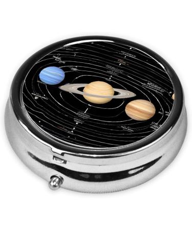 Exploring The Solar System Round Pill Box | 3 Compartment Portable Travel Medicine Organizer | Mini Decorative Vitamin Holder - Buy Online on GoSupps.com