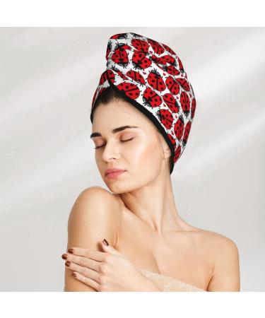 Floral Doodle Ladybird Love Microfiber Hair Towel - Super Absorbent Coral Velvet Wrap for All Hair Types - Quick Dry Hair Cap for Women - Buy Online on GoSupps.com