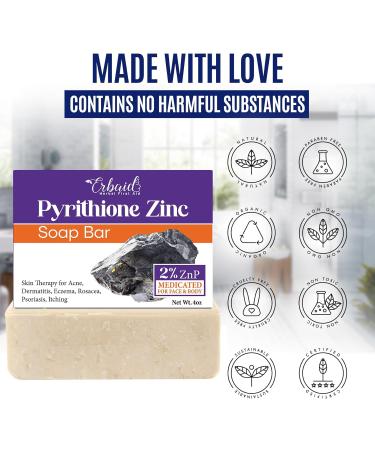 Pyrithione Zinc Soap Bar - Acne Rosacea & Eczema Relief | 4oz Skin Repair Cleanser | Calming Zinc Facial Wash Made in USA - Buy Online on GoSupps.com
