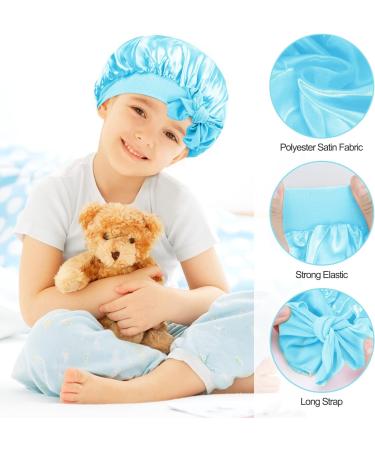 Arqumi Kids Silk Satin Bonnet 2Pcs Set - Soft Adjustable Night Cap for Baby to Teens in Black & Blue - Buy Online on GoSupps.com