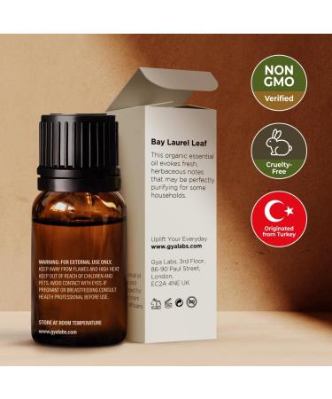 Gya Labs Organic Bay Leaf Essential Oil 10ml - Hair & Aromatherapy - Spicy Herbaceous Scent - 100% Pure & Natural - Buy Online on GoSupps.com