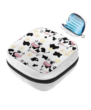 GIAPB Sanitary Napkin Storage Bag Period Bag Tampon Bag Makeup Bag Pad Pouch Cows and Flowers Seamless Color4854