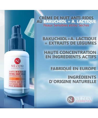 Nezeni BAKUCHIOL 3% Anti-Wrinkle Night Cream for Women/Men 26 Active Ingredients | Deep Wrinkle Filler | Firming Anti-Wrinkle Night Cream for Face Neck and D collet | Dry and/or Sensitive Skin - Buy Online on GoSupps.com